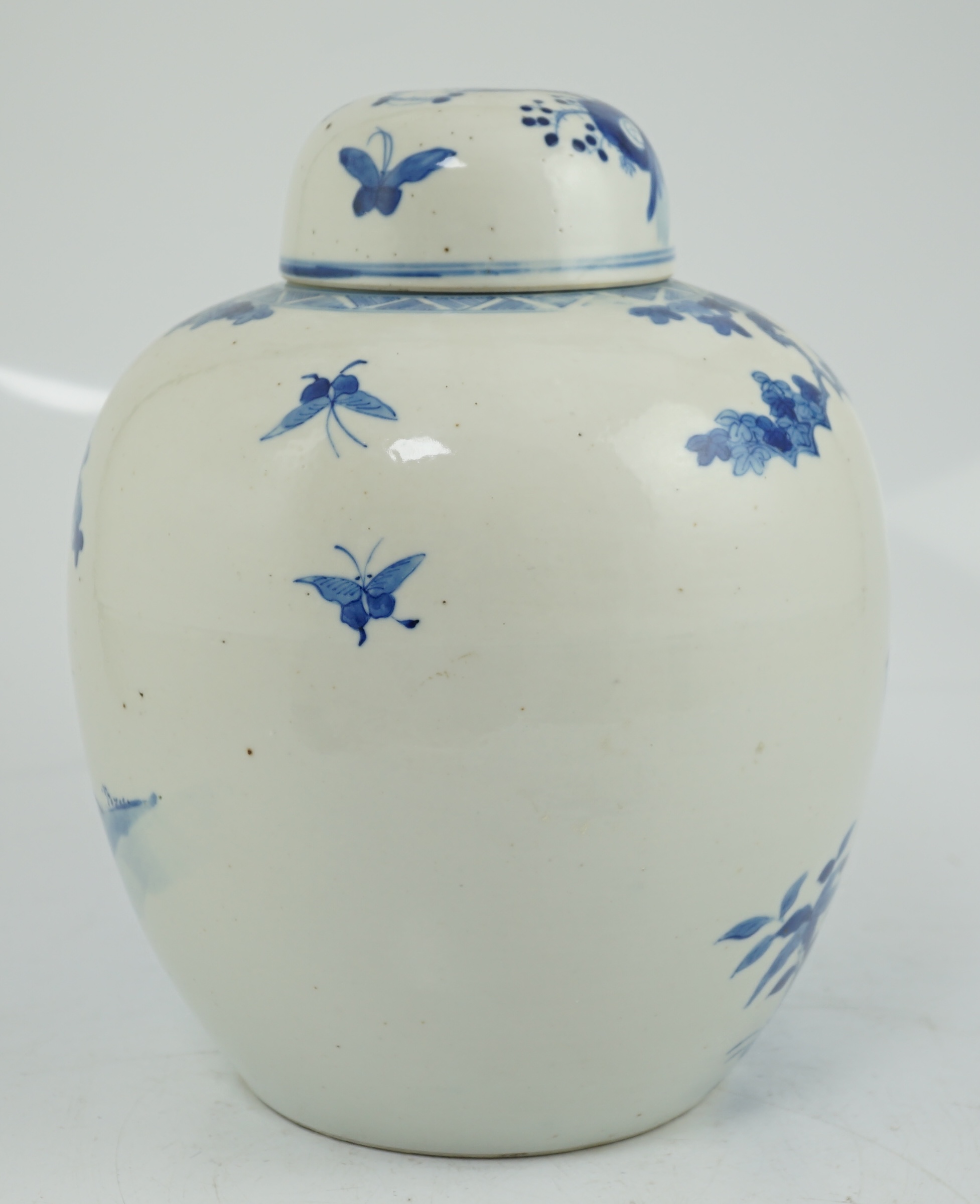 A large Chinese blue and white ‘Romance of the Western chamber’ ovoid jar and cover, Kangxi mark, but late 19th century